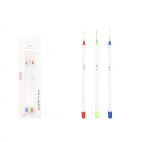 Cosmofan Πινέλα Διακόσμησης Νυχιών Σετ 3 τμχ. 18 cm 