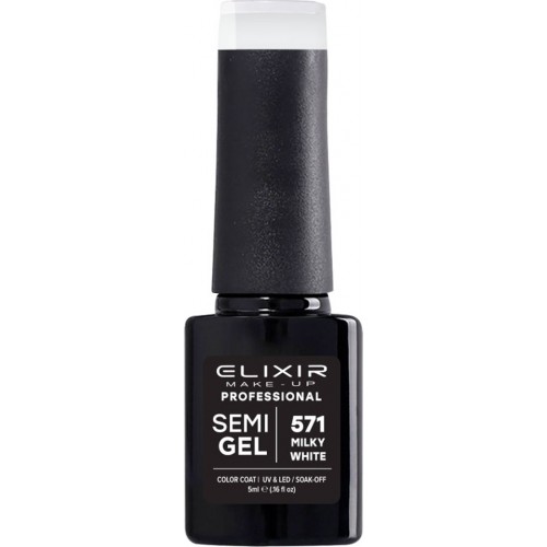 Elixir Ημιμόνιμο Βερνίκι Νυχιών Semi Gel 571 Milk White 5ml