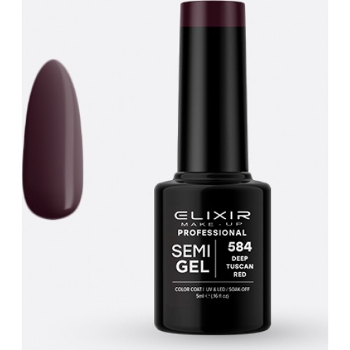 Elixir Make-Up Semi Gel Ημιμόνιμο Βερνίκι Νυχιών 584 Deep Tuscan Red 5ml
