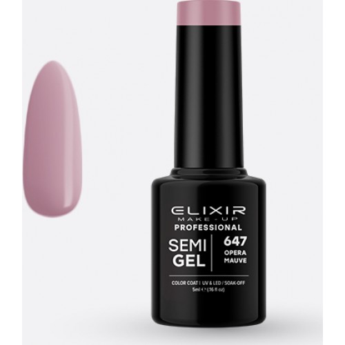 Elixir Make-Up Semi Gel Ημιμόνιμο Βερνίκι Νυχιών 647  Opera Mauve 5ml