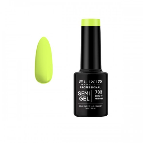 Elixir Make-Up Ημιμόνιμο Βερνίκι Νυχιών Semi Gel 733 Bright Yellow 5ml