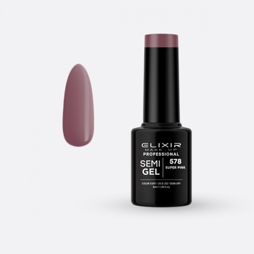 Elixir Ημιμόνιμο Βερνίκι Νυχιών Semi Gel 578 Super Pink 5ml