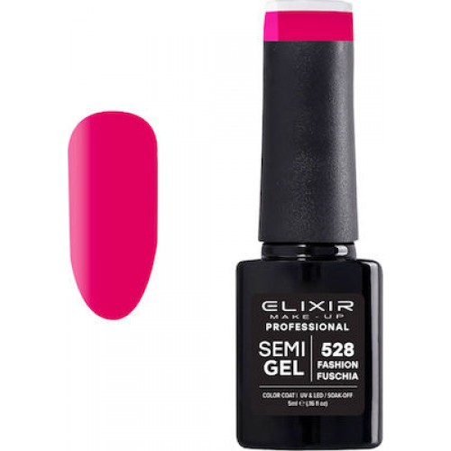 Elixir Ημιμόνιμο Βερνίκι Νυχιών Semi Gel 528 Fashion Fushia 5ml