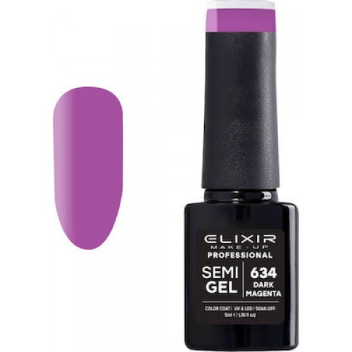 Elixir Ημιμόνιμο Βερνίκι Νυχιών Semi Gel 634 Dark Magenta 5ml