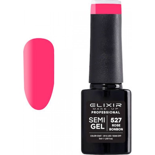 Elixir Ημιμόνιμο Βερνίκι Νυχιών Semi Gel 527 Rose Bonbon 5ml