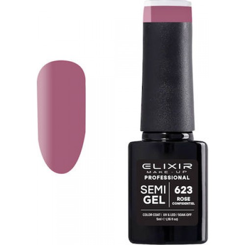 Elixir Ημιμόνιμο Βερνίκι Νυχιών Semi Gel 623 Rose Confidentiel 5ml