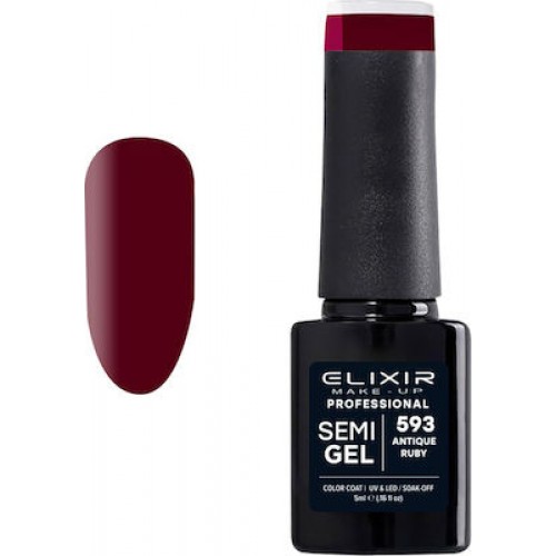 Elixir Make-Up Ημιμόνιμο Βερνίκι Νυχιών Semi Gel 593 Antique Ruby 5ml