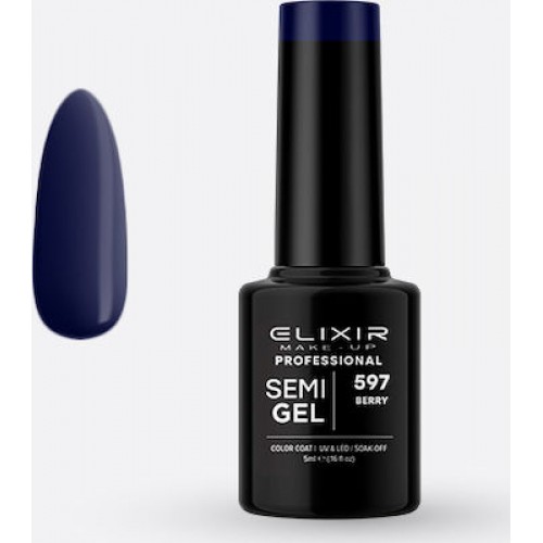 Elixir Make-Up Ημιμόνιμο Βερνίκι Νυχιών Semi Gel 597 Berry 5ml