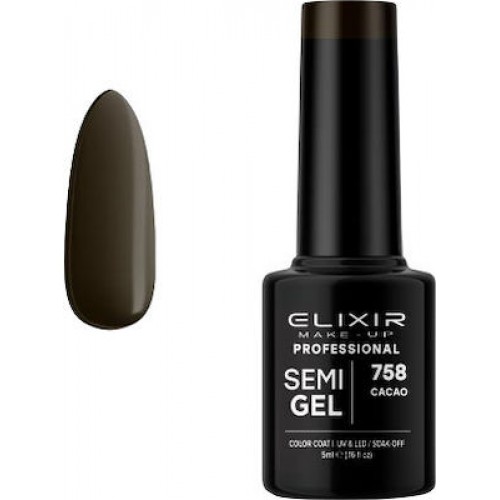 Elixir Ημιμόνιμο Βερνίκι Νυχιών Semi Gel 758 Cacao 5ml