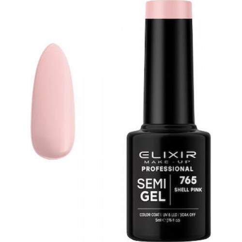 Elixir Make - Up Ημιμόνιμο Βερνίκι Νυχιών Semi Gel 765  Shell Pink 5ml