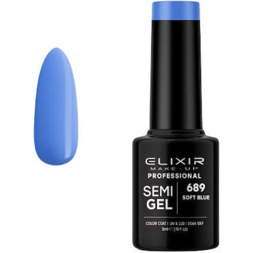Elixir Make-Up Ημιμόνιμο Βερνίκι Νυχιών Semi Gel 689 Soft Blue 5ml