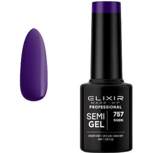 Elixir Make Up Ημιμόνιμο Βερνίκι Νυχιών Semi Gel 757 ( Rasin ) 5ml