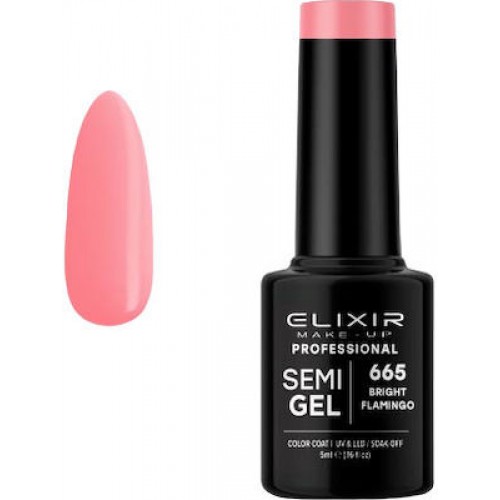 Elixir Make Up Ημιμόνιμο Βερνίκι Νυχιών Semi Gel 665 (Bright Flamingo) 5ml
