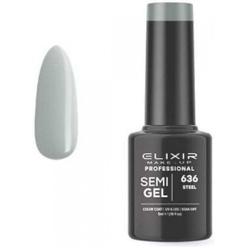 Elixir Make-Up Semi Gel Ημιμόνιμο Βερνίκι Νυχιών 636 Steel 5ml