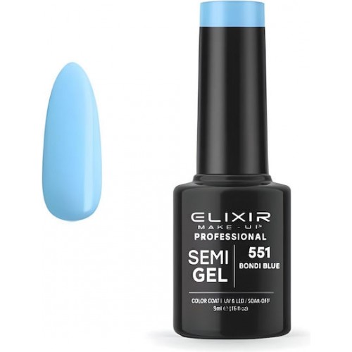 Elixir Ημιμόνιμο Βερνίκι Νυχιών Semi Gel 551 Bondi Blue 5ml
