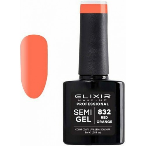 Elixir Semi Gel (Ημιμόνιμο βερνίκι) - 832 (Red Orange) 8ml