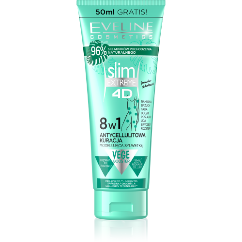 Eveline Cosmetics - Slim Extreme 4D - Θεραπεία διαμόρφωσης σώματος κατά της κυτταρίτιδας 8in1 250ml