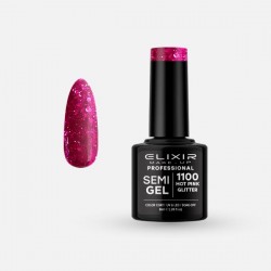 Elixir Ημιμόνιμο Βερνίκι Νυχιών Semi Gel 1100 Hot Pink Glitter 8ml