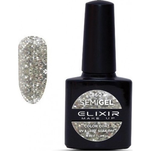 Elixir Semi Gel (Ημιμόνιμο βερνίκι) - 860 (80s Shiny Silver) 8ml