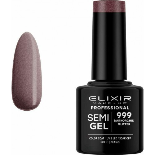 Elixir Semi Gel (Ημιμόνιμο βερνίκι) - 999 (Darkorchid Glitter) 8ml