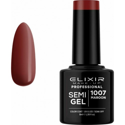 Elixir Ημιμόνιμο Βερνίκι Νυχιών Semi Gel Maroon 1007 8ml