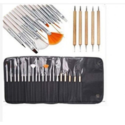 LaRoc 20 Piece Nail Art Designing Painting Dotting Detailing Pen Brushes Tool