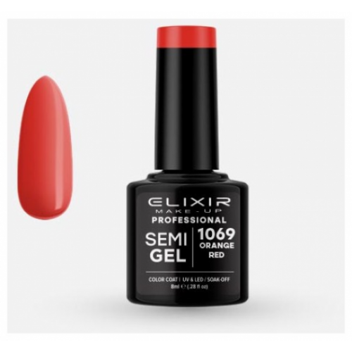 Elixir Ημιμόνιμο Βερνίκι Νυχιών Semi Gel 1069 Orange Red 8ml