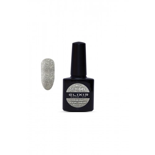 Elixir Semi Gel (Ημιμόνιμο βερνίκι) - 861 (Glitter Silver) 8ml