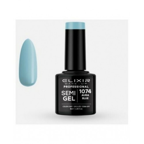 Elixir Ημιμόνιμο Βερνίκι Νυχιών Semi Gel 1074 Aura Blue 8ml