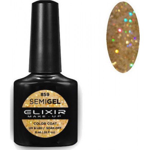 Elixir Semi Gel (Ημιμόνιμο βερνίκι) - 859 (Glitter Sungold) 8ml