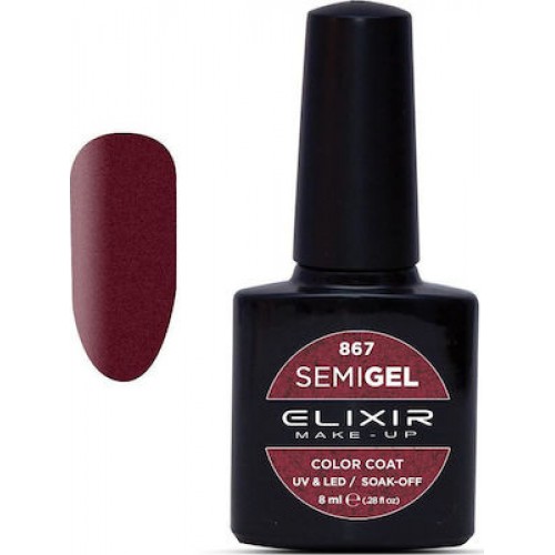 Elixir Semi Gel (Ημιμόνιμο βερνίκι) - 867 (Metallic Rosewood) 8ml 