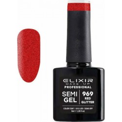 Elixir Semi Gel Ημιμόνιμο Βερνίκι 969 (Red Glitter) 8ml