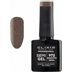 Elixir Semi Gel Ημιμόνιμο Βερνίκι 972 (Graphite Metal) 8ml