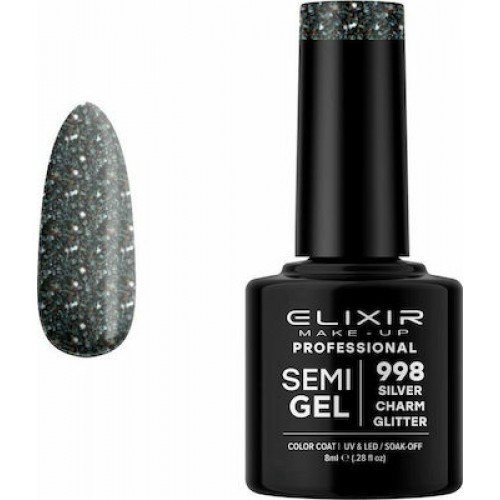 Elixir Semi Gel (Ημιμόνιμο βερνίκι) - 998 (Silver Charm Glitter) 8ml