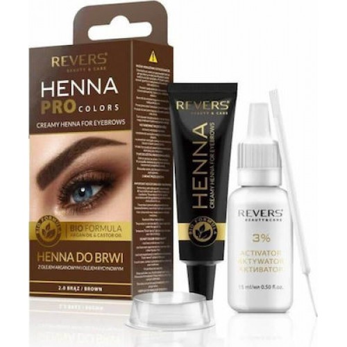 Revers Cosmetics Henna Pro Colors Σετ Περιποίησης Φρυδιών Light Brown 30ml
