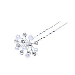 Ro-Ro accessories Φουρκέτα μαλλιών ασημί με στρας και πέρλες bouquet 