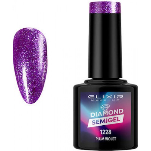 Elixir Ημιμόνιμο Βερνίκι Νυχιών Diamond Semi Gel 1228 Plum Violet 8ml