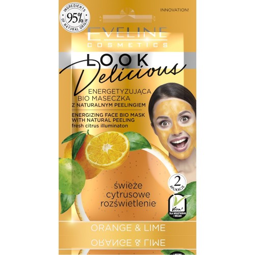 Eveline Cosmetics - Look Delicious - Energizing bio face mask + Natural scrub - Orange & Lemon - 10 ml