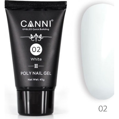 Canni Nail Art Poly Nail Gel 02 White (Ακρυλικό τζελ χτισίματος) 45gr
