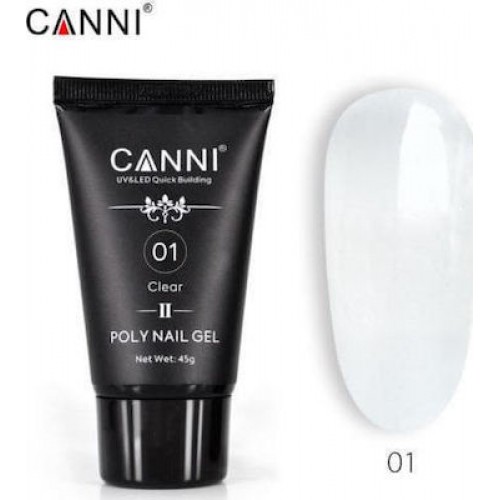  Canni Nail Art Poly Nail Gel 01 Clear  (Ακρυλικό τζελ χτισίματος) 45gr